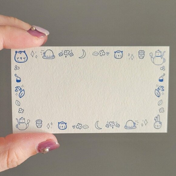 Illustrated Notecards - Cat's Evening Teatime Design - Set of 50 - Picture 1 of 1